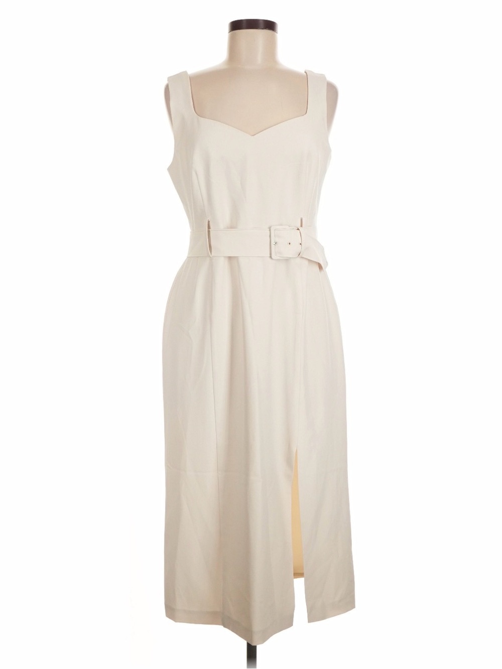 Banana Republic Cream Sleeveless Sweetheart Neckline Belted Midi Sheath Dress 8